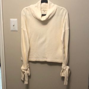 Madewell cowl neck sweater with tie sleeves